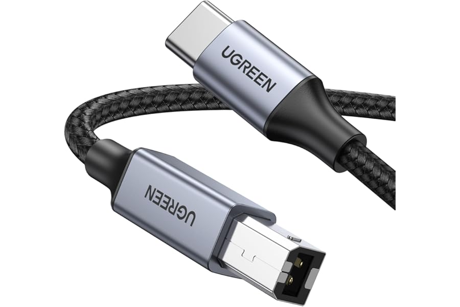 UGREEN USB B to USB C Printer Cable 3 FT, Nylon USB B to USBC Cable for MacBook Pro/Air, MIDI Cable Compatible with MIDI Keyboard/DJ Controller/DAC/Yamaha Casio Digital Piano for iPad