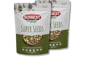 Sunbest Natural Organic Super Seeds Mix, 2-Pack – Raw Chia, Flax Seed, Hemp, Pumpkin & Sunflower Seeds – Perfect for Salad Toppings