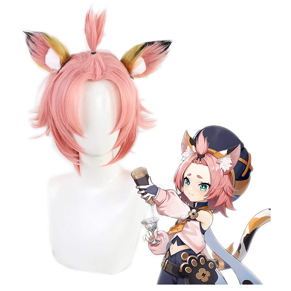 Amazon Com Nnaa Diona Wig Ears Game Genshin Impact Cosplay Cat Tail Special Tone Pink Gradient Hair Beauty