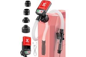 VEECAP Automatic Electric Fuel Transfer Pump with Auto-Stop, 3.8GPM & 51" Hose & 4 Size Adapters Gas Can Pump with Leak Protection for Gasoline, Diesel, Kerosene, Gifts for Men Dad Him - 2nd Gen Black