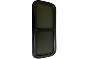 LANDCAMP RV Window, Tiny House Vertical Slider W/Screen & Interior Camper Window Clamp Ring Included, Teardrop Replacement Trailer Window (Vertical Slider, 12" x 36")