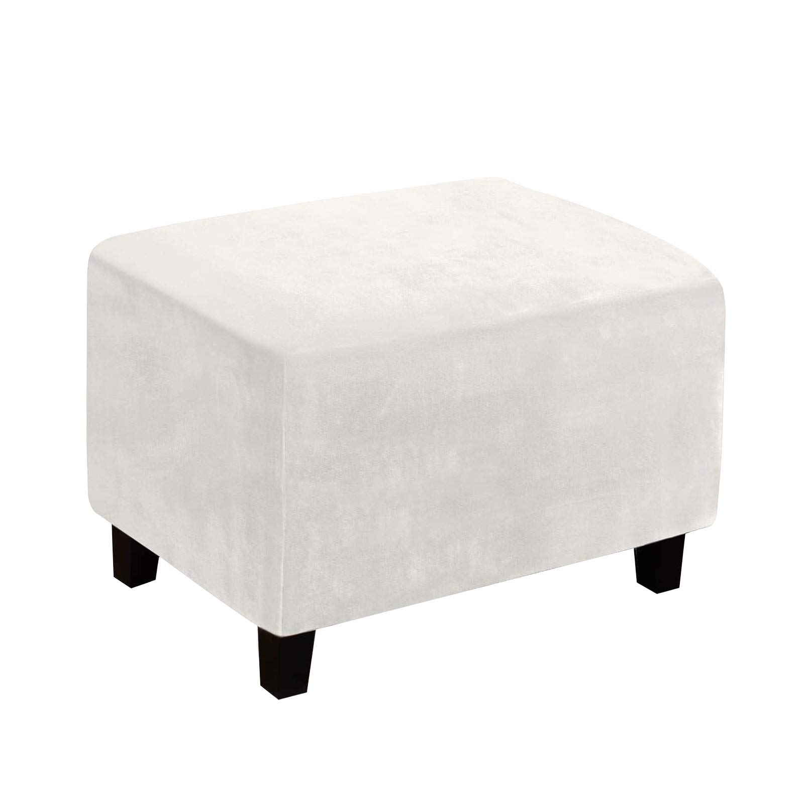 ele ELEOPTION Stretch Ottoman Cover, Foot Stool Cover, Spandex Ottoman Stretch Slipcover, Removable Washable Ottomans Stool Protector Cover (Large, ivory)