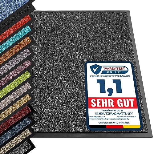 etm® Schmutzfangmatte - Note 1,6: Sieger Preis-Leistung - Fußmatte in vielen Größen - Türmatte Fußabstreifer für Haustür innen und außen (Anthrazit-Schwarz, 120