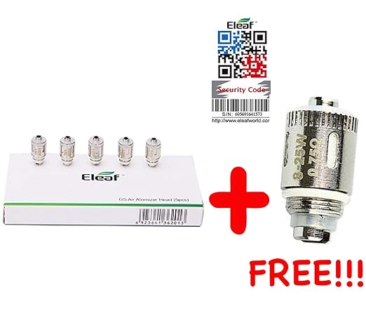 DansLesVapes [100% Authentisch 5 + 1 angeboten 6er Pack Verdampferköpfe ELEAF GSair GS Air 0.75 Ohm oder NI 0.15 Ohm oder 1.2