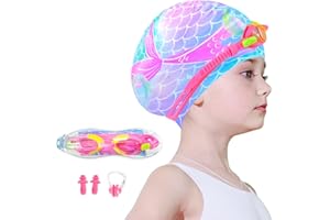 Ausletie Kids Swim Caps for Girls, Toddler Silicone Swimming Cap for Kids, Durable Comfortable Swimming Caps for Girls