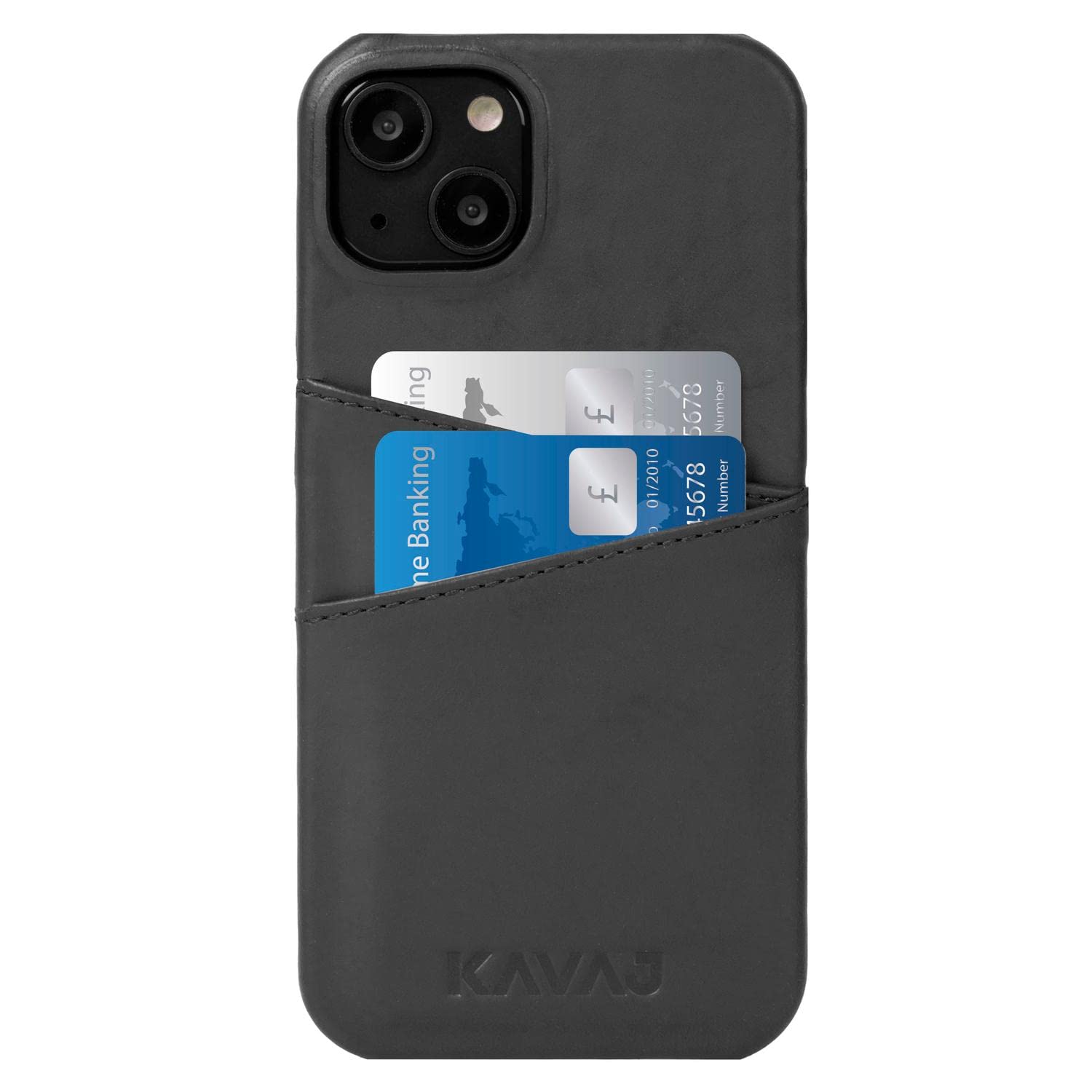KAVAJ Chicago Leather Cover compatible with iPhone 13 Black, with Cardpockets for Smartphones