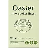 Oasier Slow Cooker Liners, Disposable Oval Large Size 13" x 21", 12 Count, Fits 3-8 Quart Pot Cooking Bags for Easy Cleanup, Food Safe & Leak-Proof