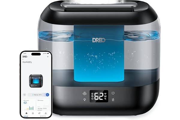 DREO Smart Humidifiers for Bedroom, Top Fill 4L Supersized Humidifiers for Large Room with Nightlight, 36H Runtime, Cool Mist
