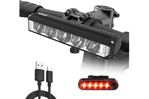 MIOAKAR 2022 Newest High Capacity Super Bright LED Bike Light,USB Rechargeable Bicycle Headlight-5 Modes,Waterproof Bike Headlight Taillight,Daytime Running Light,Men Women Bicycle Accessories