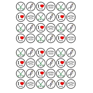 48 Field Hockey Edible PREMIUM THICKNESS SWEETENED VANILLA, Wafer Rice Paper Cupcake Toppers/Decorations