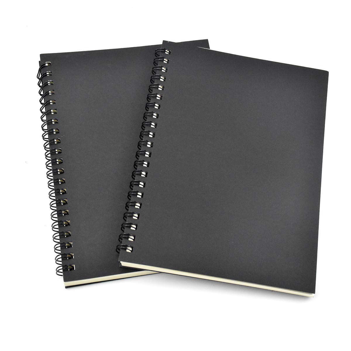 Chstarina 2 Pack Sketch Notebook Spiral Bound Hardback A5 Blank Sketchbook 100 Pages Cartridge Paper Black Kraft Cover for Painting Watercolor Journal Drawing Landscape 12 * 18cm