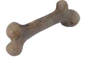 Pet Qwerks Dinosaur BarkBone - Nylon Dog Bone for Tough Chewers -Real Bacon Flavor