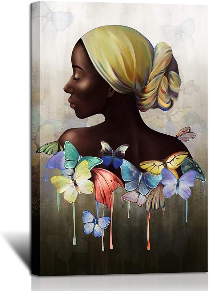 Framed Pop Black Art Canvas Wall Art African American Woman with