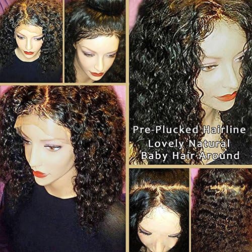 JAHUI Hair Pre Plucked 360 Lace Frontal Wigs with Baby Hair 180%-250% Density Curly Brazilian Virgin Hair 360 Lace Wigs for Black Women(22inch with 250 density,Free Part)