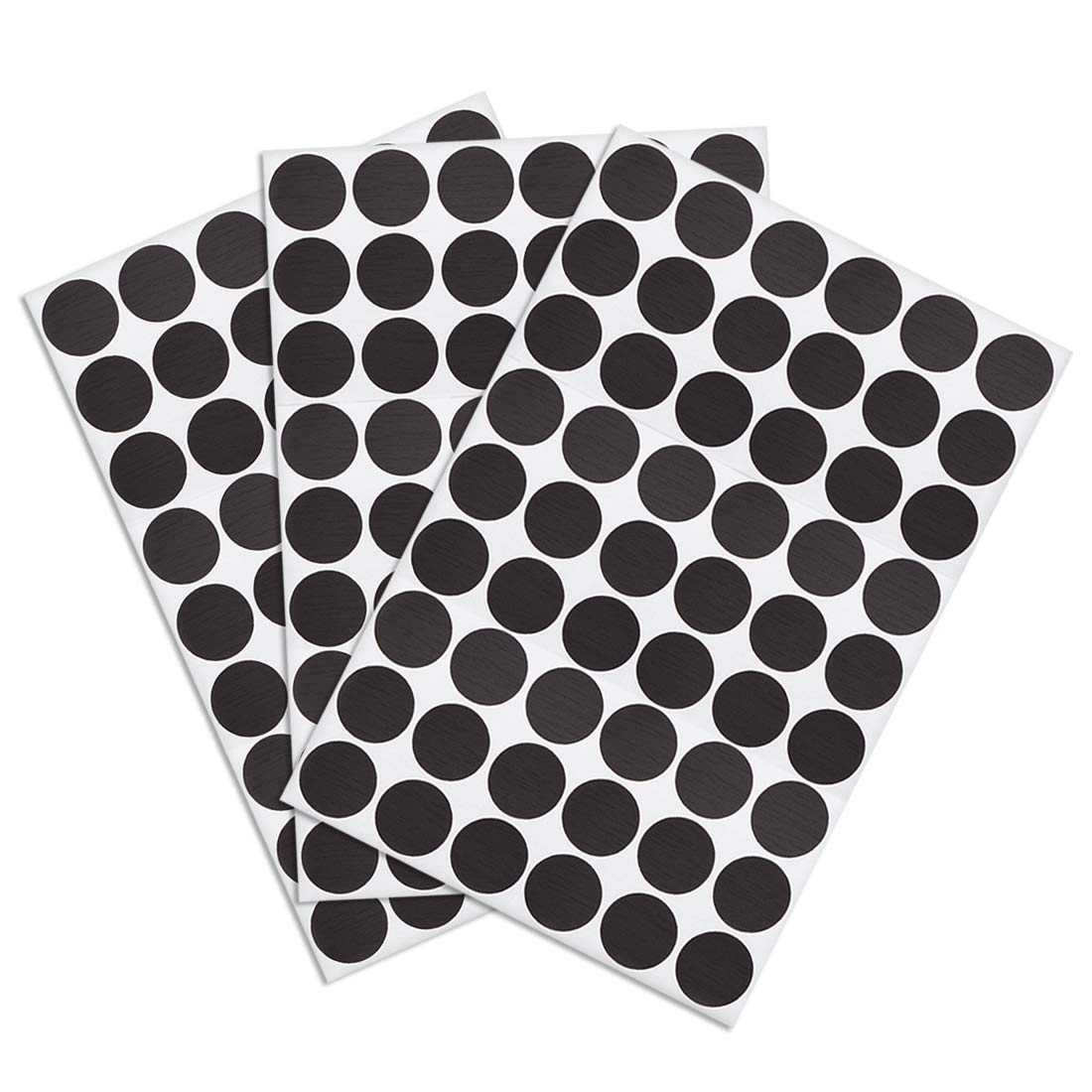 sourcing map Screw Hole Covers Stickers Textured Plastic Self Adhesive Stickers for Wood Furniture Cabinet Shelve Plate 21mm Dia 162pcs in 3Sheet Black Lines