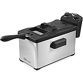 Elite Gourmet EDF-3500# Immersion Deep Fryer, Removable Basket | Timer Control, Adjustable Temperature, Viewing Window Lid, Odor Free Filter, Great for Crispy French Fries, Chicken &amp; More
