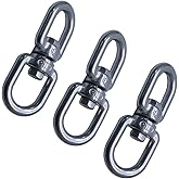 Seimneire 3 Pcs M8 Stainless Steel Double Ended Swivel Eye Hook, Reliable Swivel Shackle Ring Connector, Plant Hanger for Marine Hammocks Rope Tree Swings