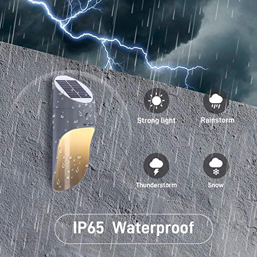 Solarbetriebene Wandlampen ,Microwear Solarleuchte mit Bewegungsmelder,Wireless IP65 Wasserdichte,LED Solar Wandleuchten für Haustür,Garten,Garage,Hinterhof (Warmes Licht)