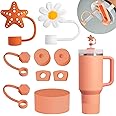 Stanley Cup Accessories Set Including 6 Pcs Silicone Spill Proof Stopper, 2 Pcs Straw Cover Cap for 9-10 mm Straws, 1 Pcs Silicone Boot for Stanley Cup Stanley 40oz & 30oz Tumbler (Nectarine)