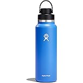 Hydro Flask Water Bottle - Insulated Stainless Steel - Wide Mouth Flex Chug Lid, Non Spill, Leakproof in 40 Oz Cascade Blue