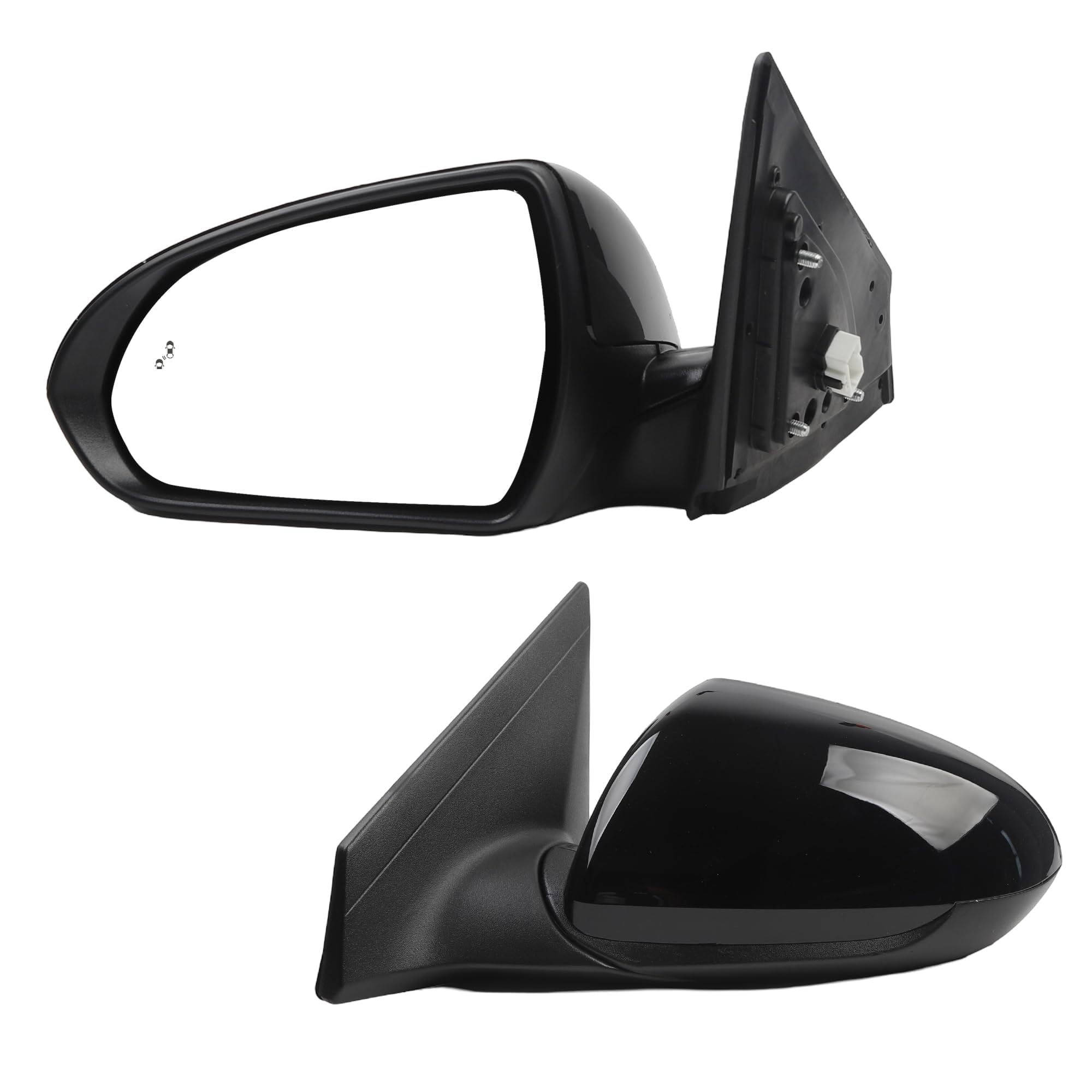 Photo 1 of Dasbecan Left Driver Side Door Mirror Compatible with Hyundai Elantra 2017-2020 Heated, Manual Folding, Power Adjustment Glass, Blind Spot Detection Replace# 87610F3020 HY1320226 (7Pins-Black Paint)