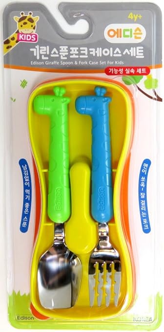 Edison Giraffe Star Spoon Fork Case Set For Kids 4y+ (Blue)