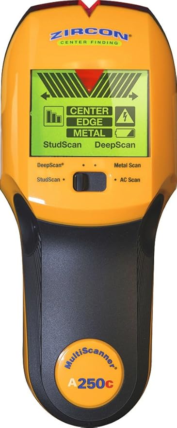 Zircon Stud Finder A250c Pro 4 In 1 Multiscanner 3 Color Lcd Screen Stud Deepscan Modes Detect Edges Center Of Wood Metal To 1 Metal Mode Lath Amp