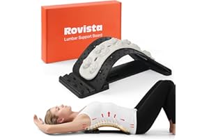 ROVISTA Premium Back Stretcher for Lower Back Pain Relief – 4-Level Adjustable Lumbar Support Board with Soft EVA Massage Strip – Durable & Portable Back Cracker to Release Tension and Reset Your Day (Black)