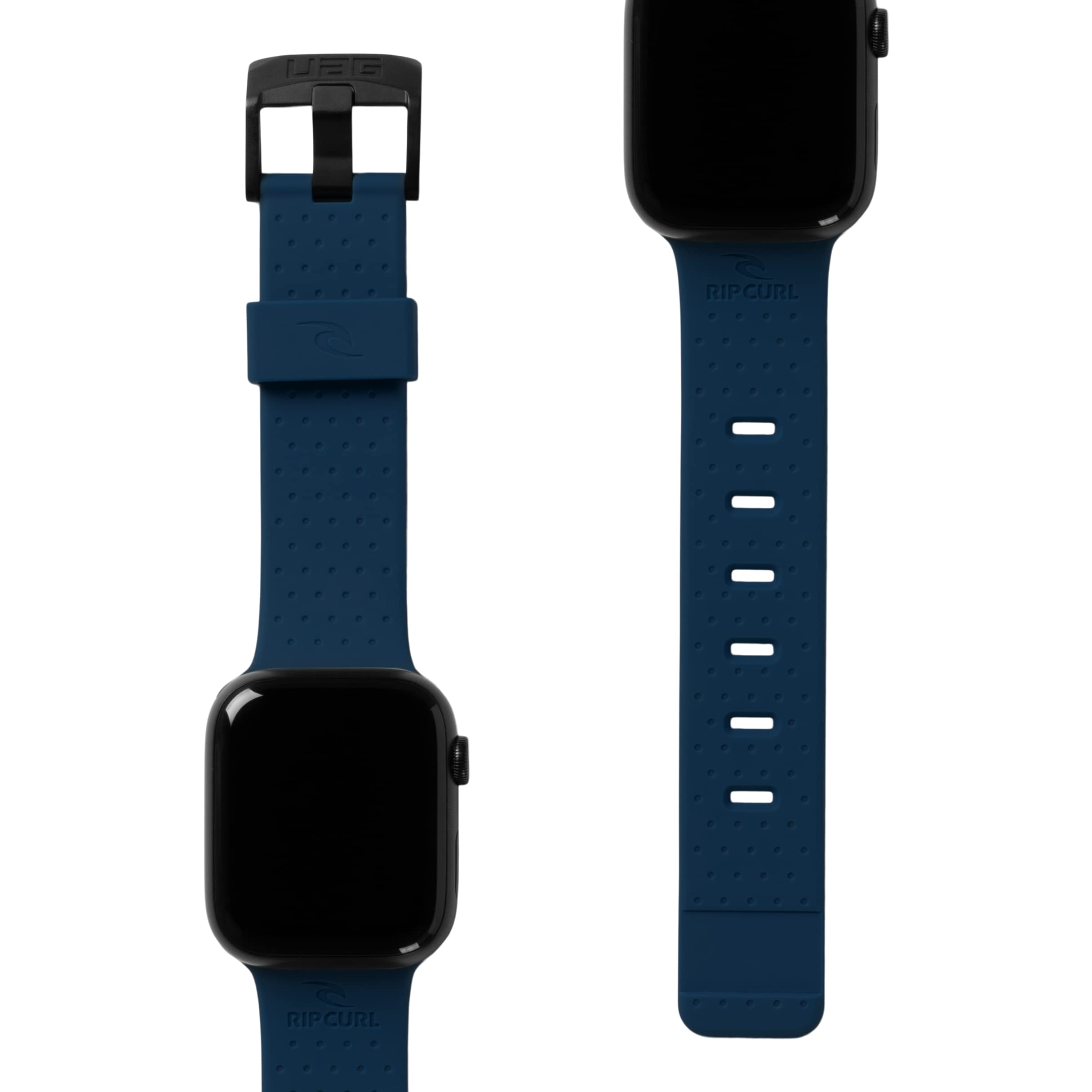 URBAN ARMOR GEAR RIP CURL x UAG Compatible with Apple Watch Band 49/46/45/44mm iWatch Series Ultra 3/Ultra 2/Ultra/4-11/SE3/SE2/SE, Soft Touch Silicone Adjustable Replacement Strap, Trestles Navy
