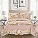 Fancy Collection Bedspread Bed Cover New (King/California King, Beige Floral)