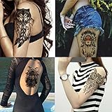 Dalin 4 Sheets Temporary Tattoos, Sled Dog, Owl, Indian