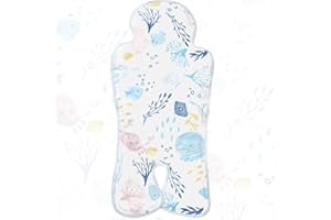 Pinkunn Gel Car Seat Baby Cooling Pad for Summer Breathable Stroller Cooler Pad Multifunctional Carseat Cooling Mat for Baby Child Dining Chair Safety Seat Stroller(Blue, White,Sea)
