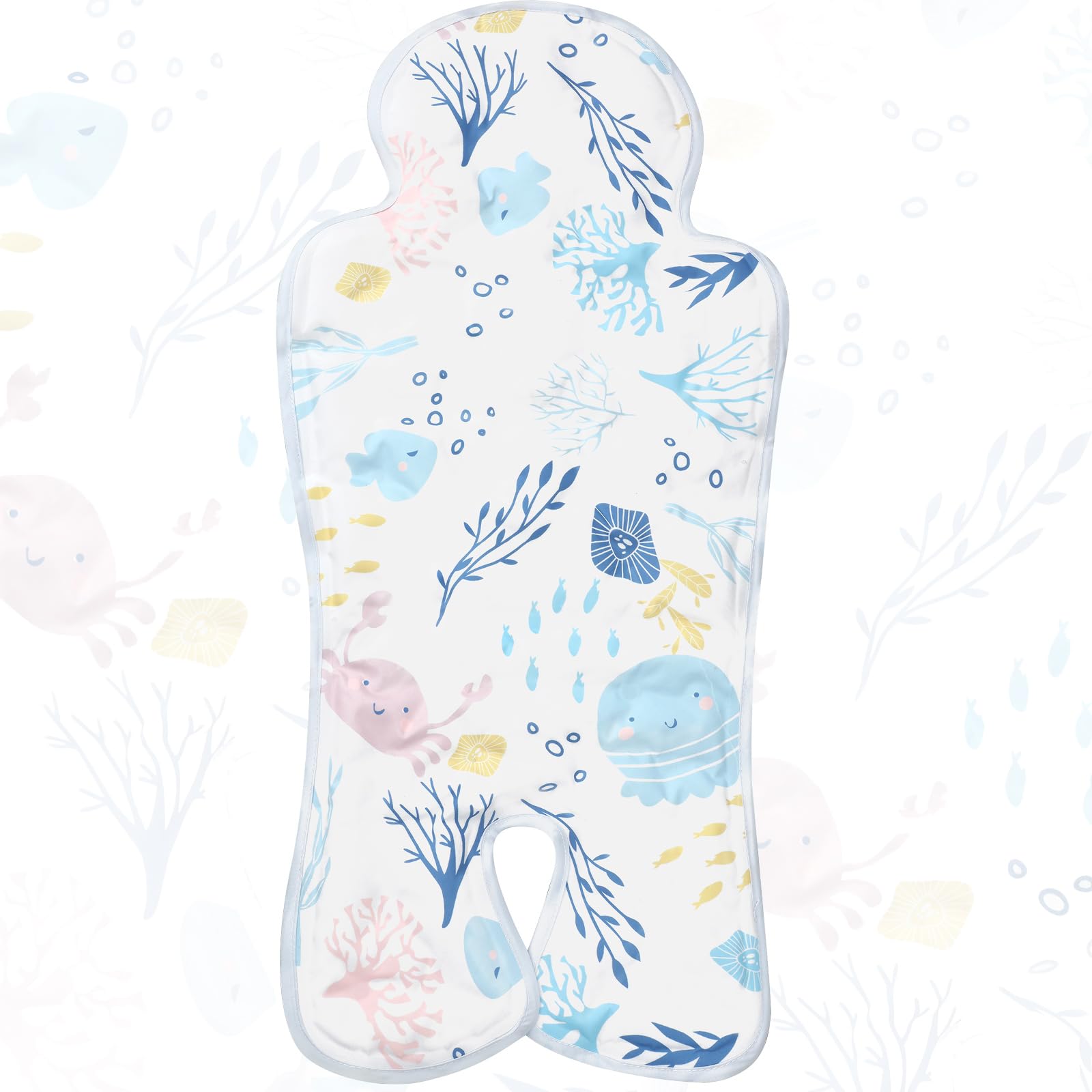 Photo 1 of Pinkunn Gel Car Seat Baby Cooling Pad for Summer Breathable Stroller Cooler Pad Multifunctional Carseat Cooling Mat for Baby Child Dining Chair Safety Seat Stroller(Blue, White,Sea)