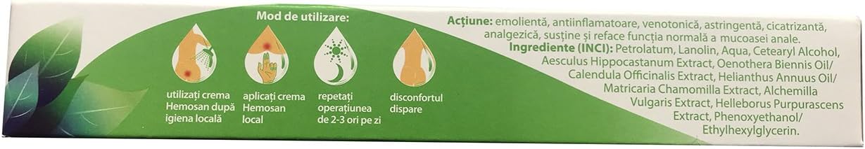 HEMOSAN Cream 40g, Anti Hemorrhoids & Piles, Anal Fissures, Anal Eczemas, Natural Plant Extracts of Chestnut, Marigold - Image 4