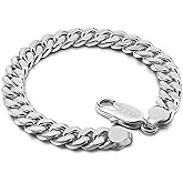 Dankadi Italian Men 925 Sterling Silver Bracelet 8-10-12MM Solid Miami Cuban Link Curb Chain 7" 7.5" 8" 8.5" 9" 9.5" 10" Bangle Man Jewelry Gift