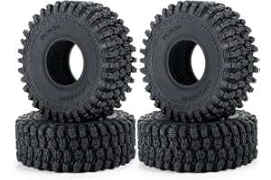 QUPA AM STORE 4PCS 1.0 Tires 64MM with Foam Insert RC Soft Rubber 1.0" Wheel Tires for 1/18 TRX4M 1/24 SCX24 Upgrades RC Crawler Car