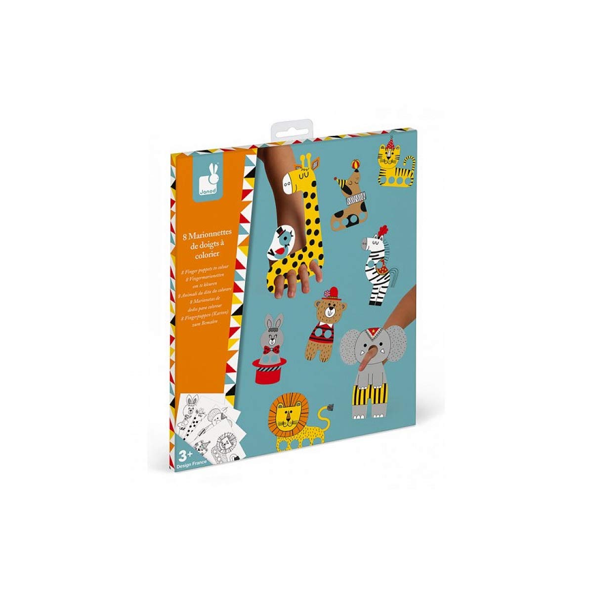 Janod J07784 Cardboard Finger Puppet to Colour