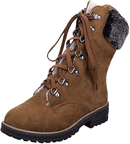 Amazon 花千束 ブーツ レディース 冬 太いヒール レースアップ スエード 雪ブーツ 丸頭 裏起毛 冬靴 厚底 カジュアル スノーブーツ 綿靴 ショートブーツ 旅行 通勤 通学 花千束 シューズ ブーツ ブーティ