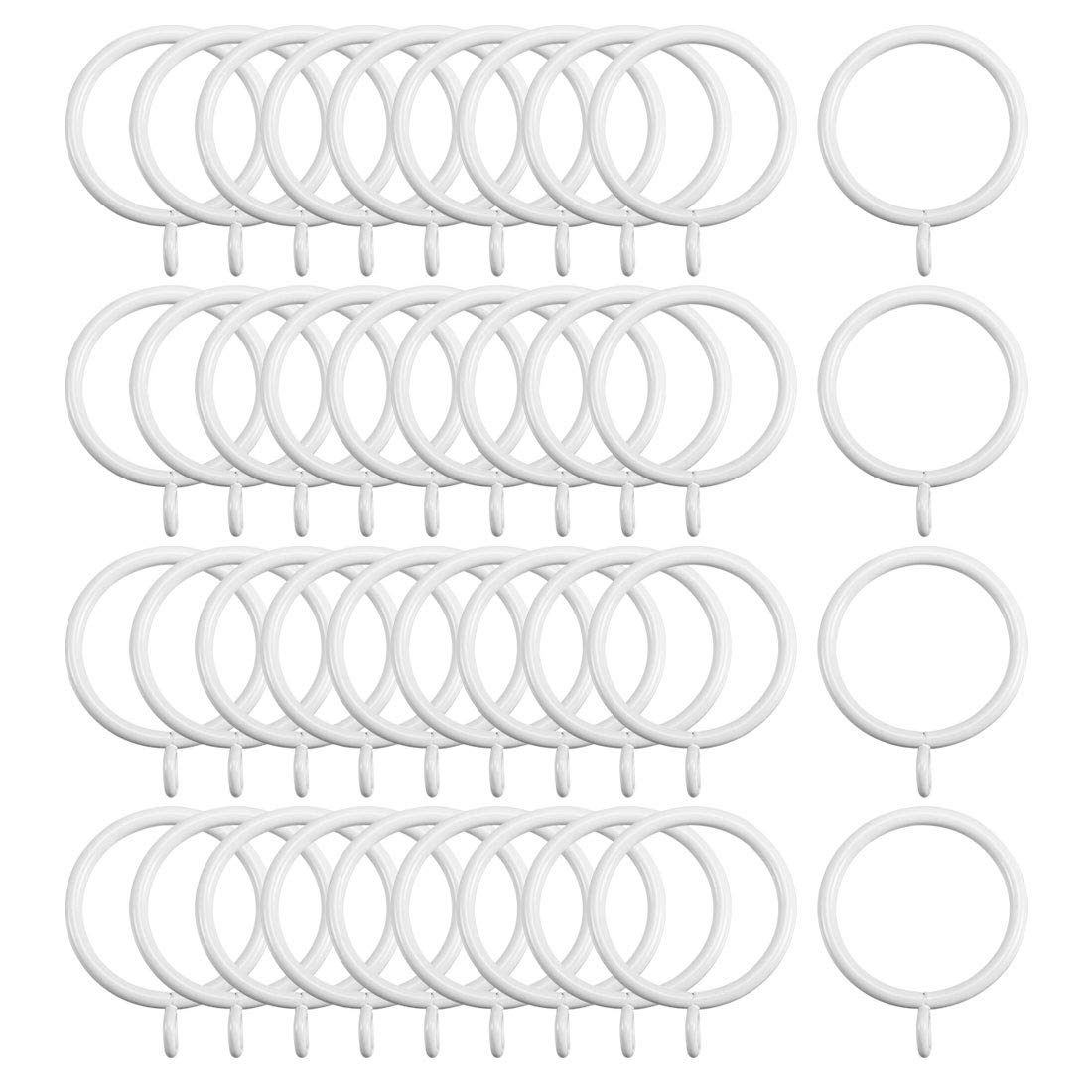 sourcing map Curtain Rings Strong Decorative Metal Drapery Shower Rustproof 1.77" Interior Diameter 40 Pack White