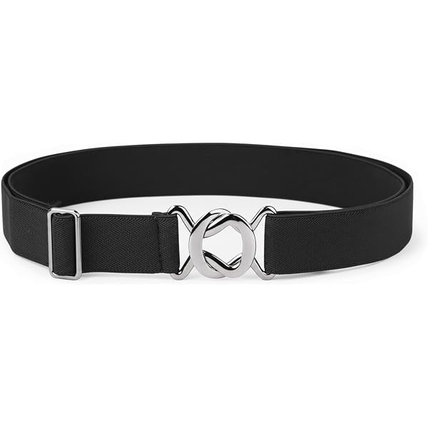 2732 Women Black Elastic Waistband Fashion Belt Hip High Waist Silver Metal Women Black Wide Elastic Fashion Belt Hip High Waist Silver  main image 4