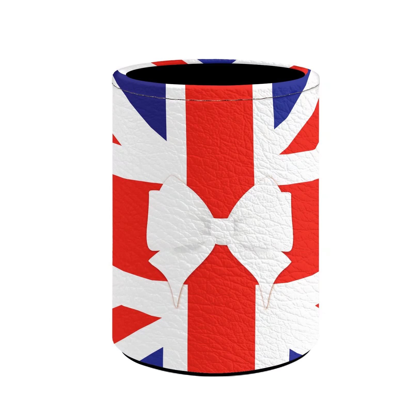 STUOARTE British Uk Flag Pattern Desk Pu Leather Pencil Case Pen Cup Pot Makeup Brush Holder School Stationery for Women Men Girls Boys
