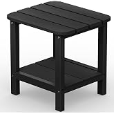 SERWALL Double Adirondack Side Table Rectangular End Table, Black