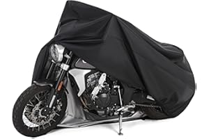 HANMIR Motorcycle Cover All Season Universal Weather Waterproof Motorbike Cover with Lock-Holes & Storage Bag XXL Motorcycles Vehicle Cover for Harley Davidson, Honda, Suzuki, Kawasaki, Yamaha