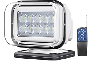 CarsPlay Remote Control LED Search Light 50W 5000lm LED Spotlight for Truck Boat Hunting Marine Searching 360 Rotating Auxili