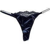 Victoria's Secret Lace & Velvet V-String Shine Panty Color Blue New (as1, alpha, medium regular, regular)