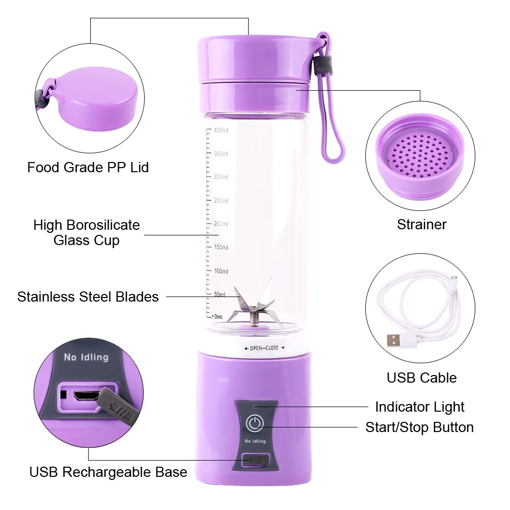 Portable Juice Blender Mini Juice Cup Fruit Mixer Bottle Six Blades