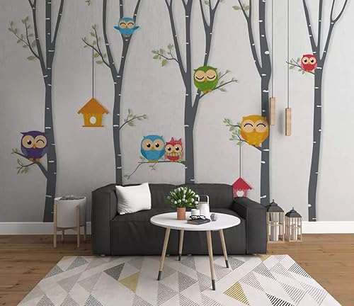 Amazon Com Grey Background Owl Natural Forest Nursery Wallpaper Kids Animals Bird Wall Mural Nursery Map Wall Decor Boys Bedroom Peel And Stick Custom Color I Custom Wallpaper Handmade