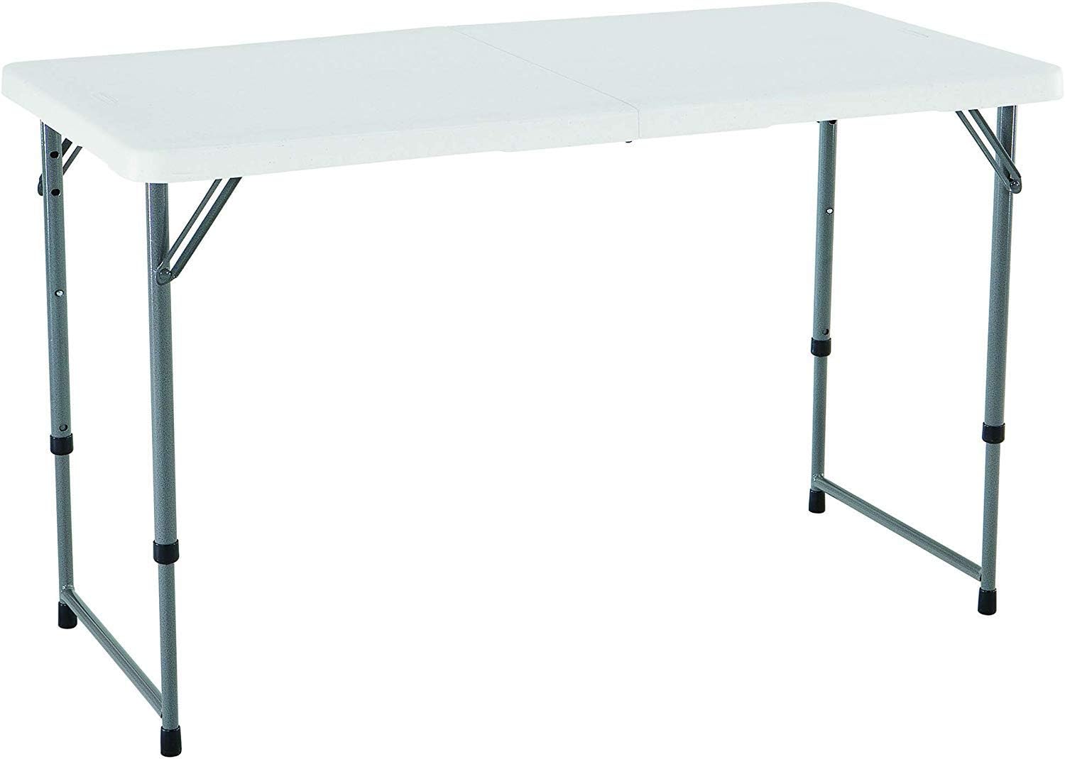 Height Adjustable Craft Camping and Utility Folding Table, 4 ft, 4'/48 x 24 (White)