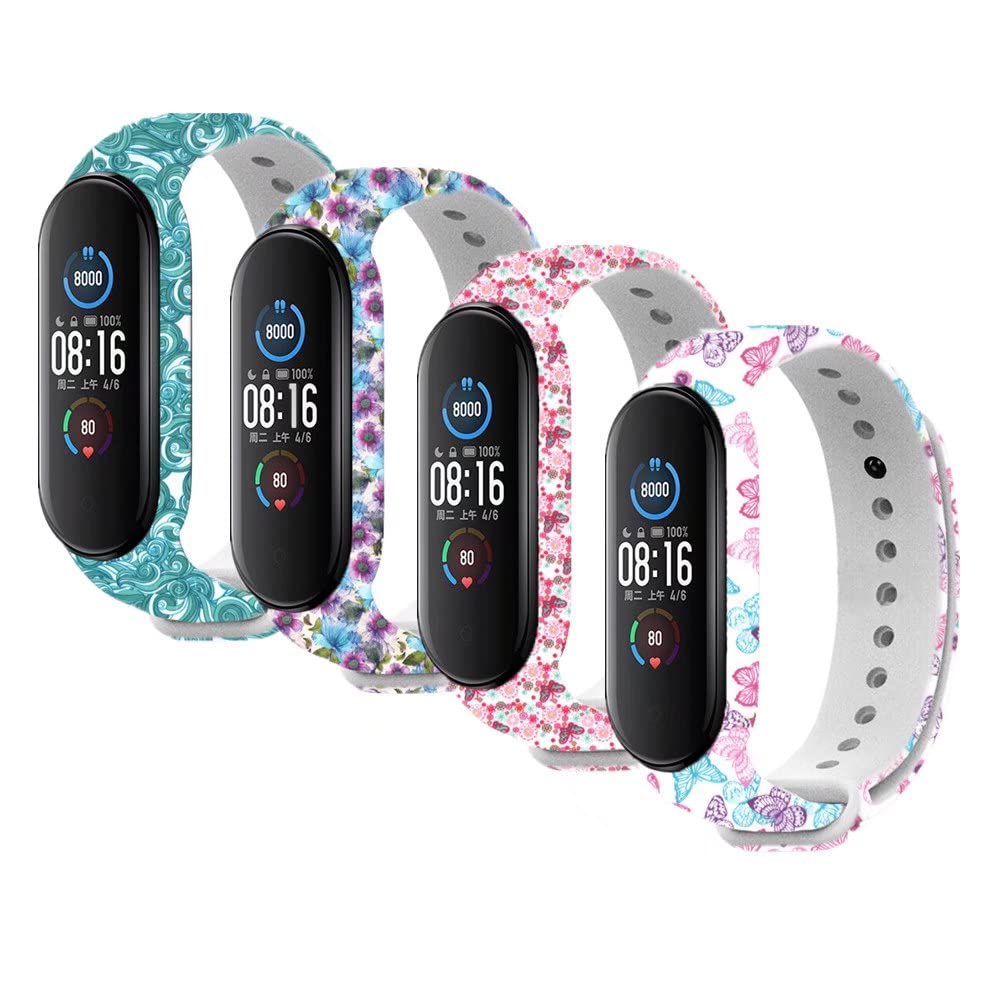 T-BLUER Compatible with Xiaomi Mi Band 7, 6, 5 Silicone Colorful Replacement Bands, Wristband, 150-210 mm (5.9-8.3 in), 3 Count, Multicolor, Buckle Closure
