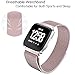 hooroor for Fitbit Versa Bands Women Men Small Large, Milanese Loop Stainless Steel Metal Sport Replacement Bracelet Strap with Magnet Lock Wristbands for Fitbit Versa Smart Watch (Rose Gold, Small)